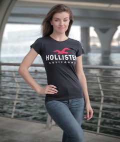 HOLLISTER Womens T-Shirt (BLACK) (S - M - L - XL) 