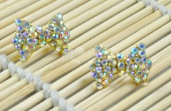 Lovely Cute Rhinestone Crystal Bowknot Bow Tie Earrings Earring