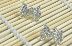 Lovely Cute Rhinestone Crystal Bowknot Bow Tie Earrings Earring