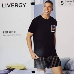 LIVERGY  Mens T-Shirt And Shorts Set (BLACK) (S - M - L - XL - XXL ) 