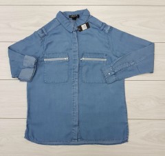 Ladies Long Sleeved Shirt (BLUE) (S - M - L )