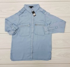 Ladies Long Sleeved Shirt (LIGHT BLUE) (S - M - L ) 