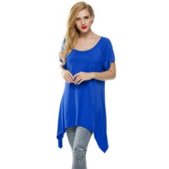 Meaneor Women Casual O-Neck Short Sleeve T-Shirt Sidetail Top 