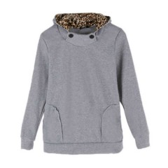 Womens Autumn Hoodies Leopard Sweatshirt Top Outerwear Parka Coats