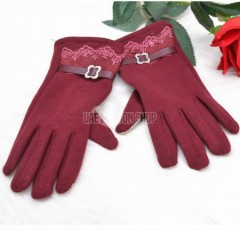Hotsale New Womens Winter Mittens Full Finger Touch Screen Gloves With Lace 