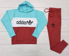 ADIDAS Ladies Sweatshirt And Pants (MAROON) (M - L - XL) 