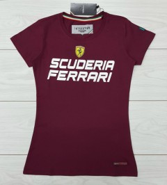 FERRARI Ladies T-Shirt (MAROON) (S - M - L - XL )