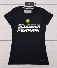 FERRARI  Ladies T-Shirt (BLACK) (S - M - L - XL )