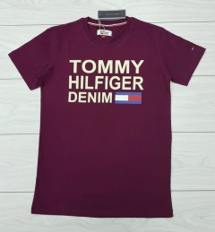 TOMMY - HILFIGER Mens T-Shirt (MAROON) (S - M - L - XL ) 