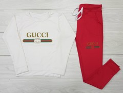 GUCCI Ladies Sweatshirt And Pants (RED) (M - L - XL)