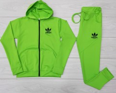 ADIDAS Ladies Sweatshirt And Pants (LAWN GREEN) (M - L - XL) 