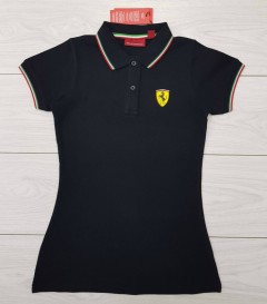 FERRARI Ladies Polo Shirt (BLACK) (S - M - L - XL ) 