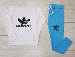 ADIDAS Ladies Sweatshirt And Pants (BLUE) (M - L)