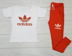 ADIDAS Ladies T-Shirt And Pants (ORANGE) (M - L - XL)