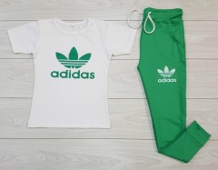 ADIDAS Ladies T-Shirt And Pants (GREEN) (M - L - XL) 