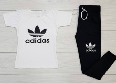 ADIDAS Ladies T-Shirt And Pants (BLACK) (M - L - XL) 