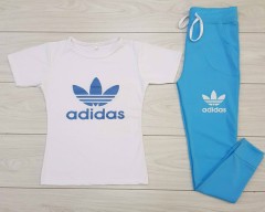 ADIDAS Ladies T-Shirt And Pants (LIGHT BLUE) (M - L - XL) 