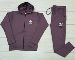 ADIDAS Ladies Sweatshirt And Pants (DARK PURPLE) (M - L - XL)