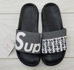 SUPREME Mens Slippers (BLACK - GRAY) (40 to 45)