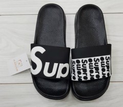 SUPREME Mens Slippers (BLACK - WHITE) (40 to 45)