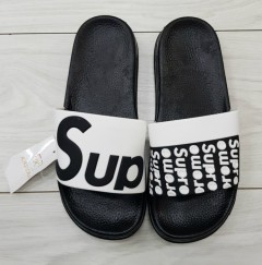 SUPREME Mens Slippers (WHITE - BLACK) (40 to 45)