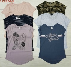 3 Pcs Ladies T-Shirt Pack (Random Color) (XXS - XS - S -  M - L - XL - XXL - 3XL)