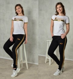 GUCCI Ladies T-Shirt And Pants Set (WHITE - BLACK) (S - M - L - XL)