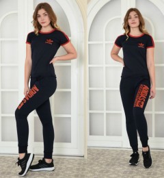 ADIDAS Ladies T-Shirt And Pants Set (BLACK ) (S - M - L - XL) 