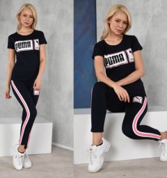 PUMA Ladies T-Shirt And Pants Set (BLACK) (S - M - L - XL)