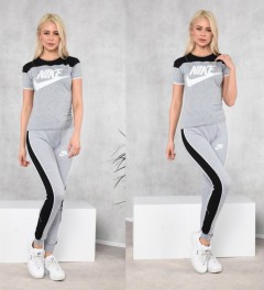 NIKE Ladies T-Shirt And Pants Set (LIGHT GRAY) (S - M - L - XL) 