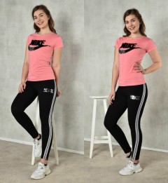 NIKE Ladies T-Shirt And Pants Set (LIGHT PINK - BLACK) (S - M - L - XL) 