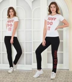 NIKE Ladies T-Shirt And Pants Set (WHITE - BLACK) (S - M - L - XL)