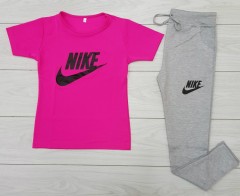 NIKE Ladies T-Shirt And Pants Set (PINK - GRAY) (M - L - XL) 