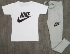 NIKE Ladies T-Shirt And Pants Set (WHITE - GRAY) (M - L - XL) 