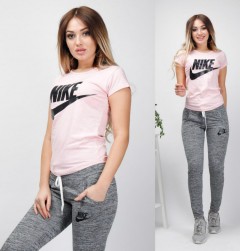 NIKE Ladies T-Shirt And Pants Set (PURPLE - GRAY) (S - M - L - XL)