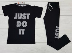 NIKE Ladies T-Shirt And Pants Set (BLACK) (S - M - L - XL)