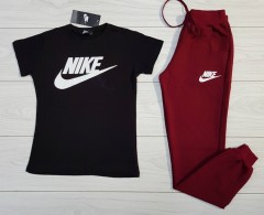 NIKE Ladies T-Shirt And Pants Set (BLACK - MAROON) (S - M - L - XL - XXL)