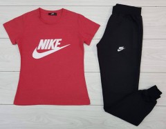 NIKE Ladies T-Shirt And Pants Set (RED - BLACK) (M - L - XL - XXL)