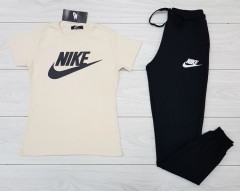 NIKE Ladies T-Shirt And Pants Set (LIGHT YELLOW - BLACK) (S - L - XL - XXL)