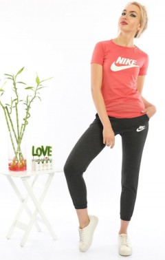 NIKE Ladies T-Shirt And Pants Set (ROSE - BLACK) (M)