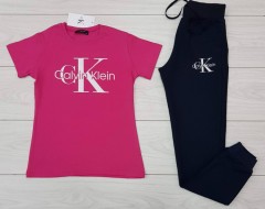 CALVIN KLEIN Ladies T-Shirt And Pants Set (PINK - NAVY) (S - M - L - XL - XXL)