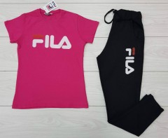 FILA Ladies T-Shirt And Pants Set (PINK - BLACK) (S - M - L - XL - XXL)