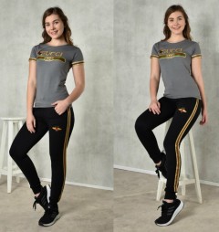GUCCI Ladies T-Shirt And Pants Set (DARK GRAY - BLACK) (S - M - L - XL)