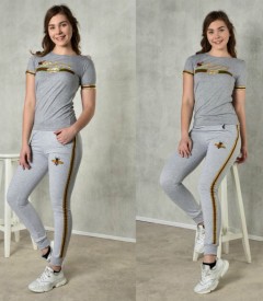 GUCCI Ladies T-Shirt And Pants Set (GRAY) (S - M - L - XL) 