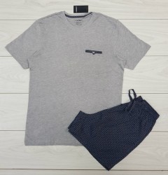 LIVERGY  Mens T-Shirt And Shorts Set (GRAY) (S - M - L - XL) 