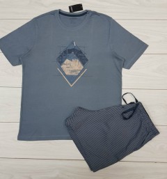 LIVERGY Mens T-Shirt And Shorts Set (DARK GREEN) (L - XL) 