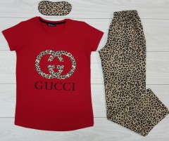 GUCCI Ladies 3 Pcs Pyjama Set (RED) (MD) (S - M - L - XL) (Made in Turkey)