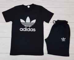 ADIDAS  Mens T-Shirt And Short Set (BLACK) (MD) (M - L - XL - XXL) (Made in Turkey)