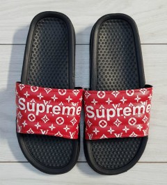 SUPREME Mens Slippers (BLACK - RED) (MD) (40 to 45)