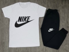 NIKE Ladies T-Shirt And Pants Set (WHITE - BLACK) (M - L - XL - XXL) (Made in Turkey)